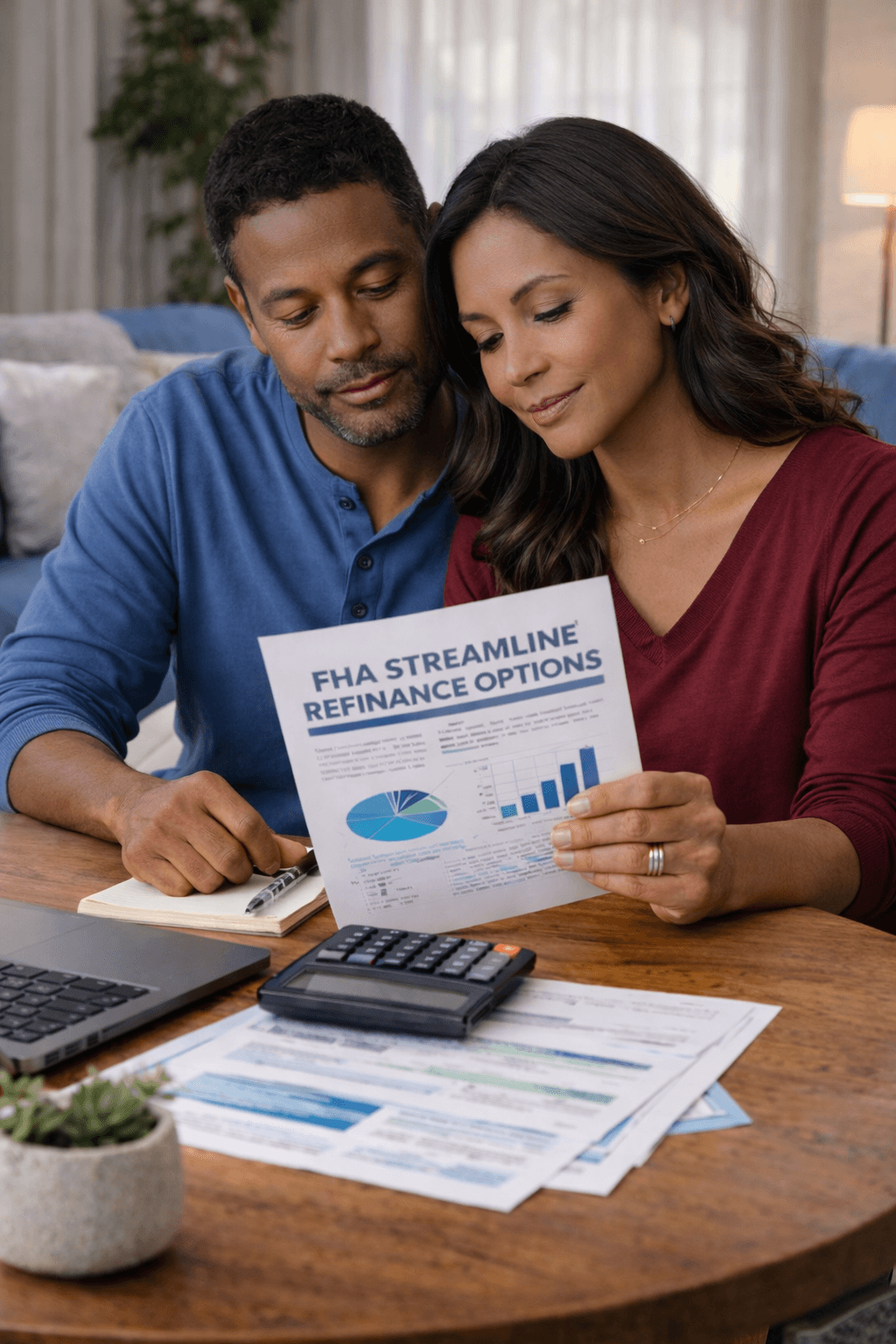Homeowners reviewing FHA streamline refinance options